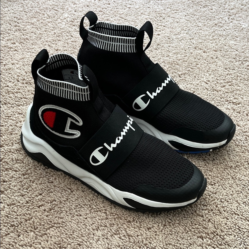 Champion Black and White High-Top Sneakers